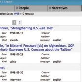 Screenshot of document search in US-Iran Missed Opportunities project