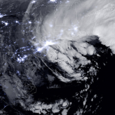 Satellite image of blizzard clouds covering New England