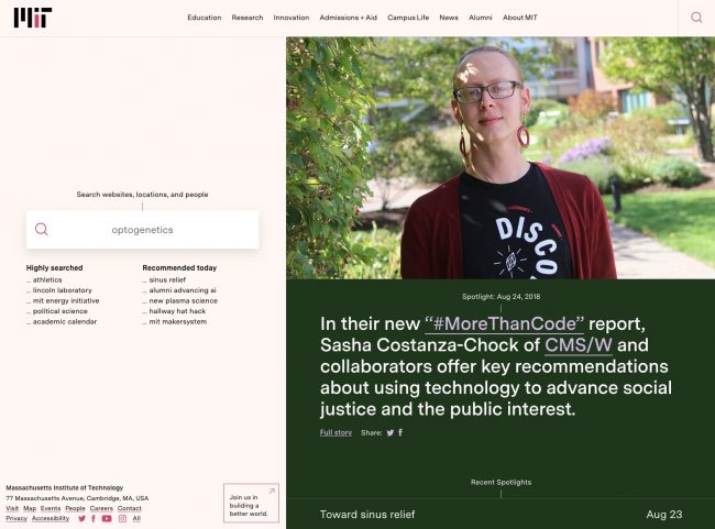 Sasha Costanza-Chock on the MIT homepage