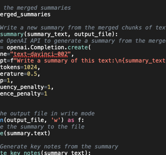 Python code formatted with color and with line numbers down the left side